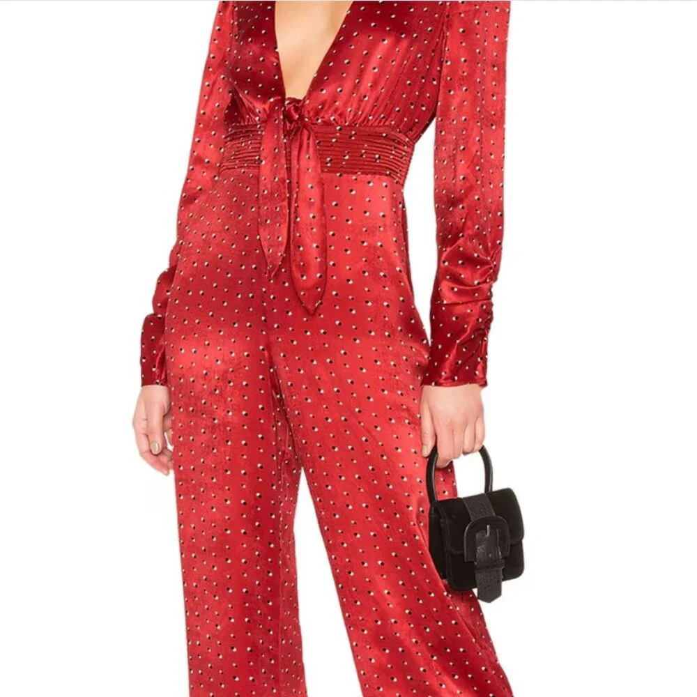 NWT House Of Harlow 1960 Dotted Jumpsuit Red Sz S - Picture 14 of 15